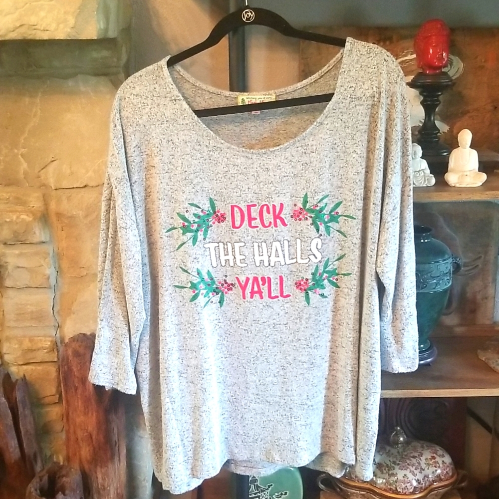 Magical Season Deck The Halls Ya'll Sweater Size 2X Like New
